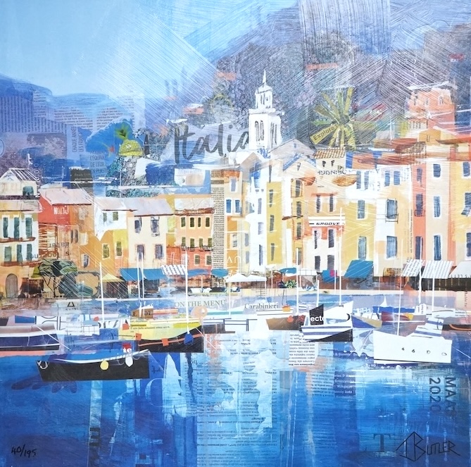 Tom Butler (b.1979), ‘Riviera Dreaming’, limited edition pint, 40/195, COA verso, 39 x 39cm